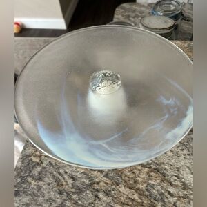 Kosta Boda UHV glass cake plate. Gorgeous clear blue and white swirled